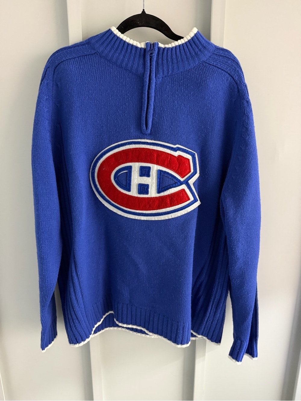 NHL Montreal Canadiens Vintage-Style Quarter-Zip Knit Sweater Size Large